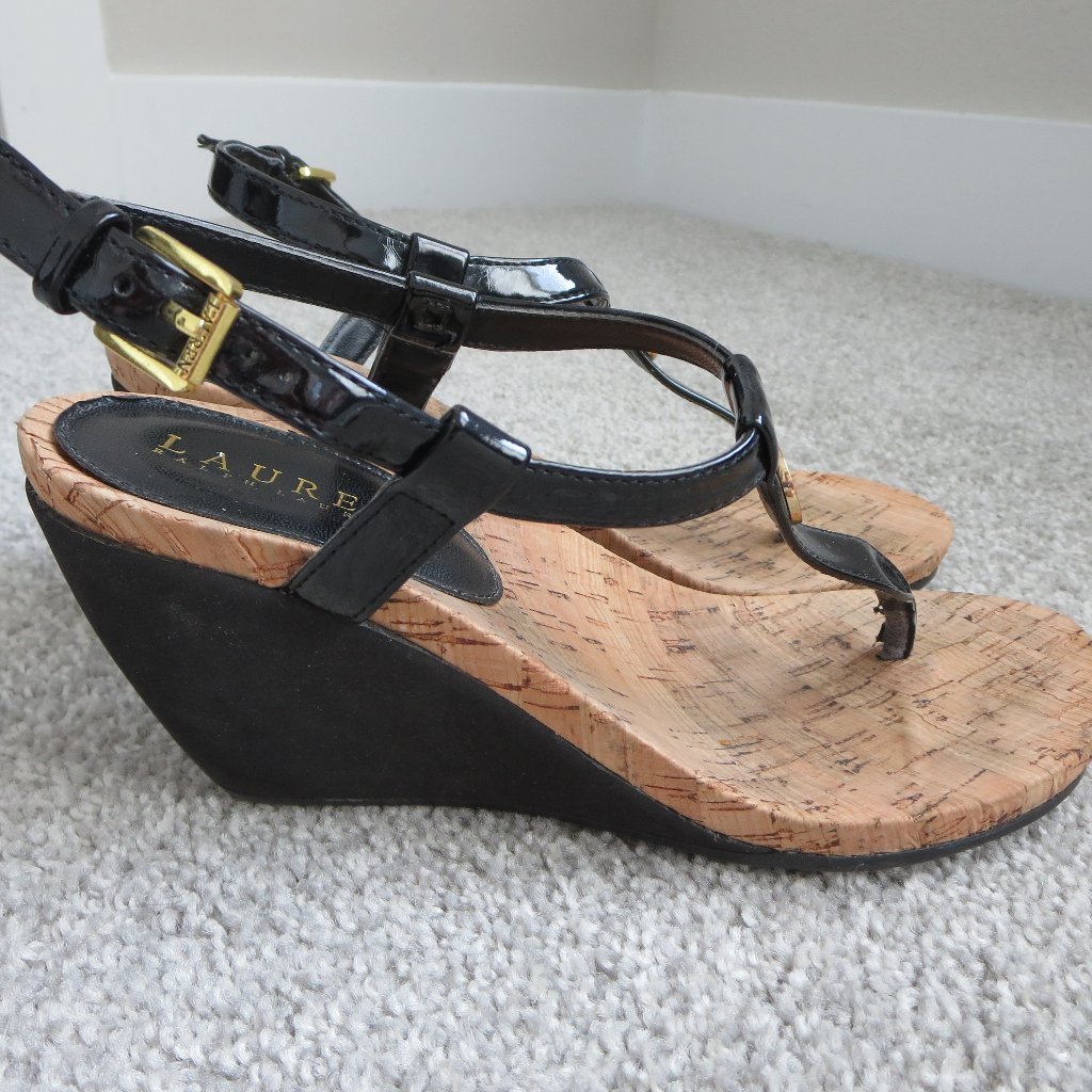 Lauren Ralph Lauren Black T-Shaped Thong Sandals Us 6.5 / 7 Eur 37